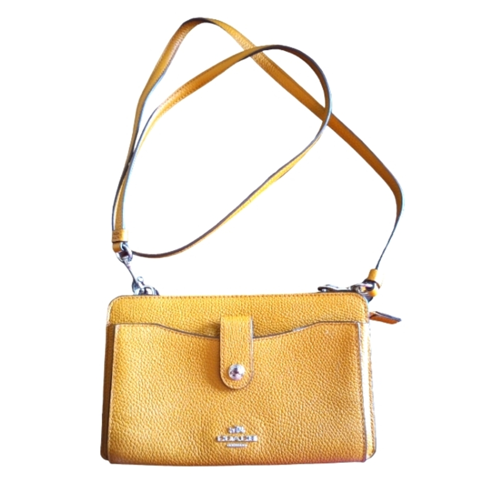 Coach 7 Mini Bag, Genuine Leather, Crossbody, Yellow